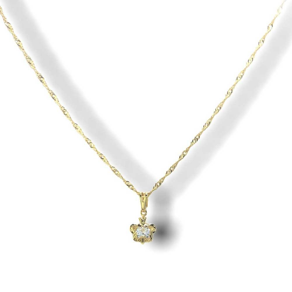 Colar Corrente Torcida com Pingente Borboleta Pedra de Zirconia Folheada a Ouro Dourado 3