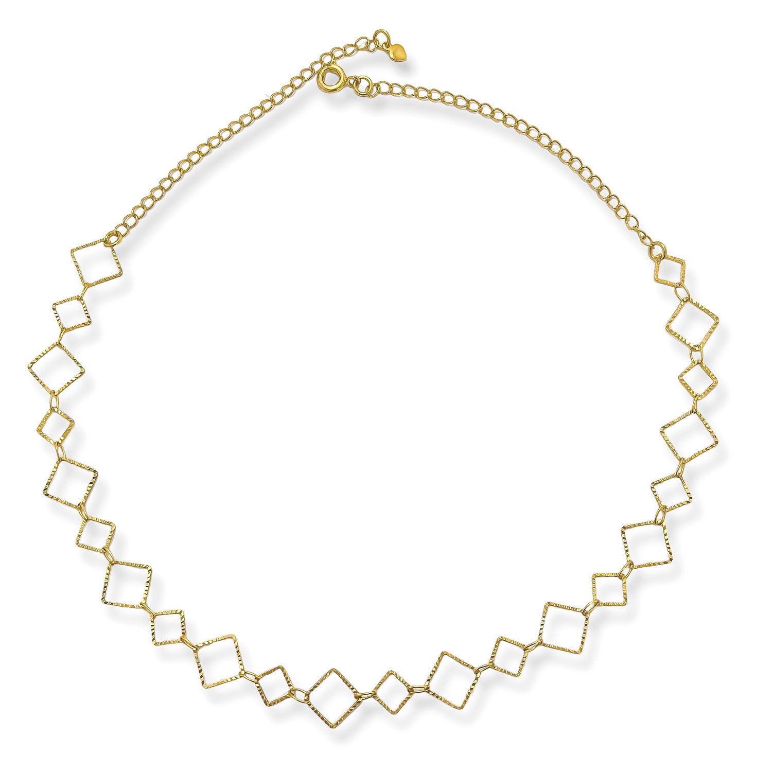 Choker Losangos Regulavel Folheada a Ouro 18K Dourado 1