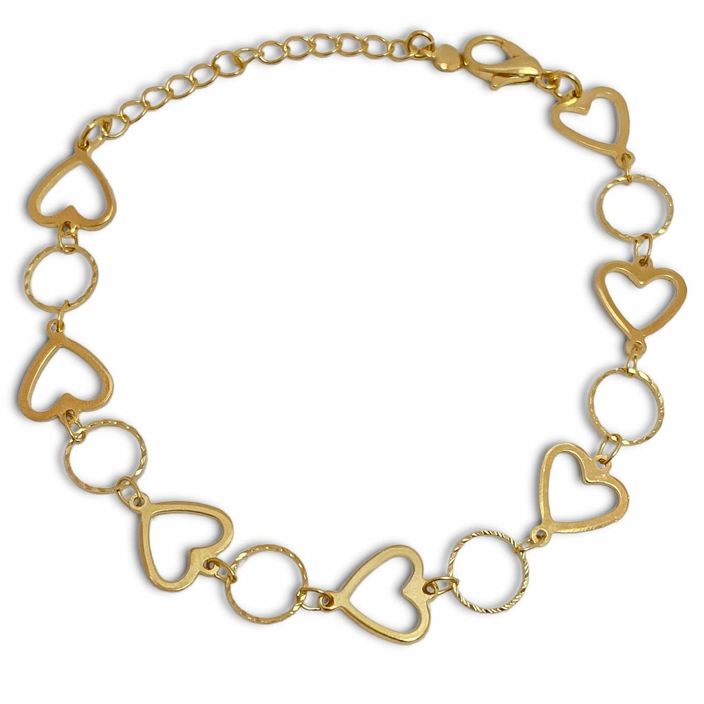 Pulseira Coracao Vazado e Argolinhas Banhada a Ouro 18K Dourado 1
