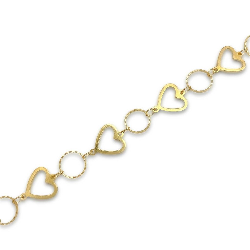 Pulseira Coracao Vazado e Argolinhas Banhada a Ouro 18K Dourado 3