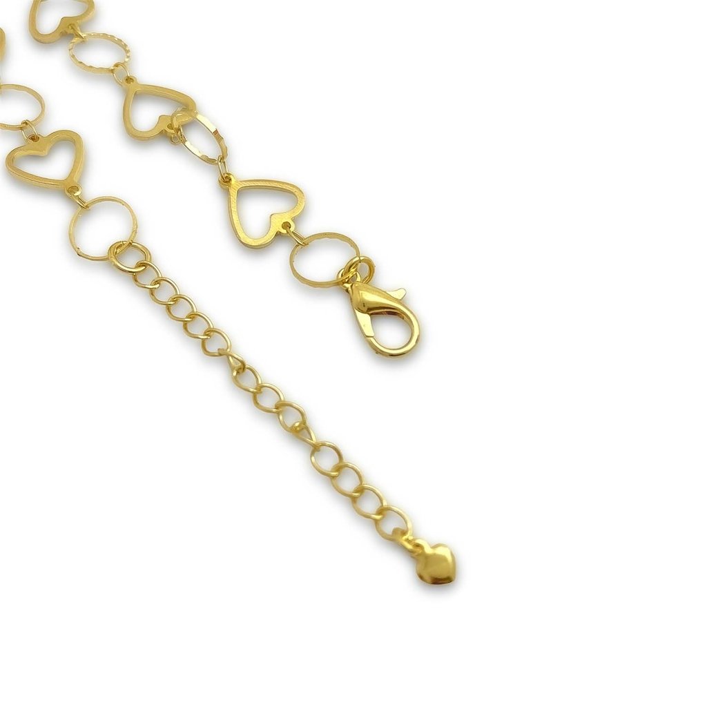 Pulseira Coracao Vazado e Argolinhas Banhada a Ouro 18K Dourado 4