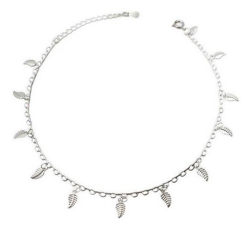 Tornozeleira Folhas Folheada A Prata Prata 1