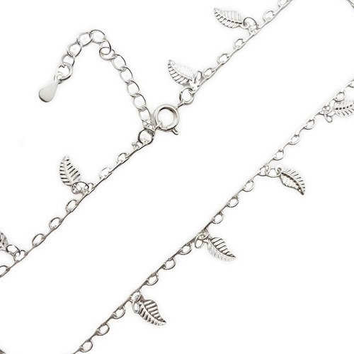 Tornozeleira Folhas Folheada A Prata Prata 2