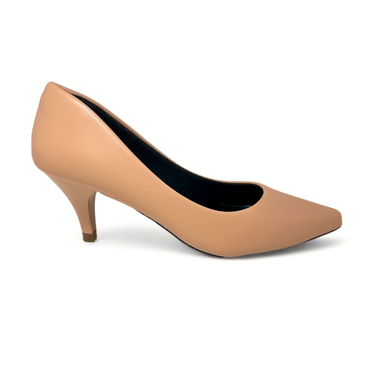 Scarpin Sapato Feminino Salto Baixo Fino Tradicional Confortavel Bege 3