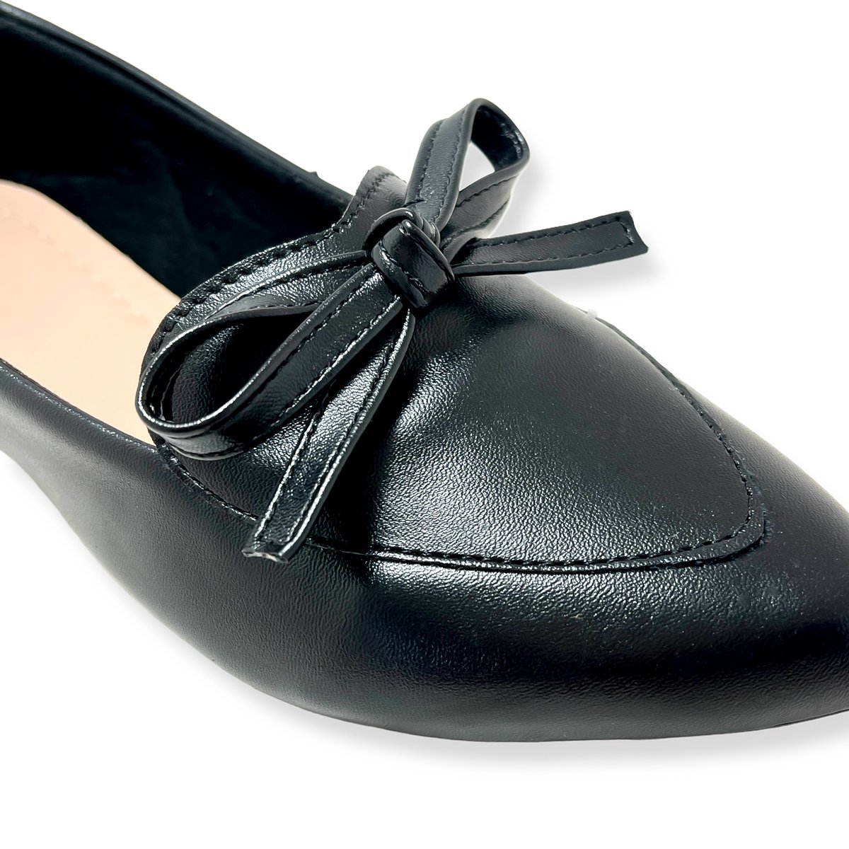 Sapatilha Mocassim Feminino Bico Fino Social Casual com Laco Preto 7