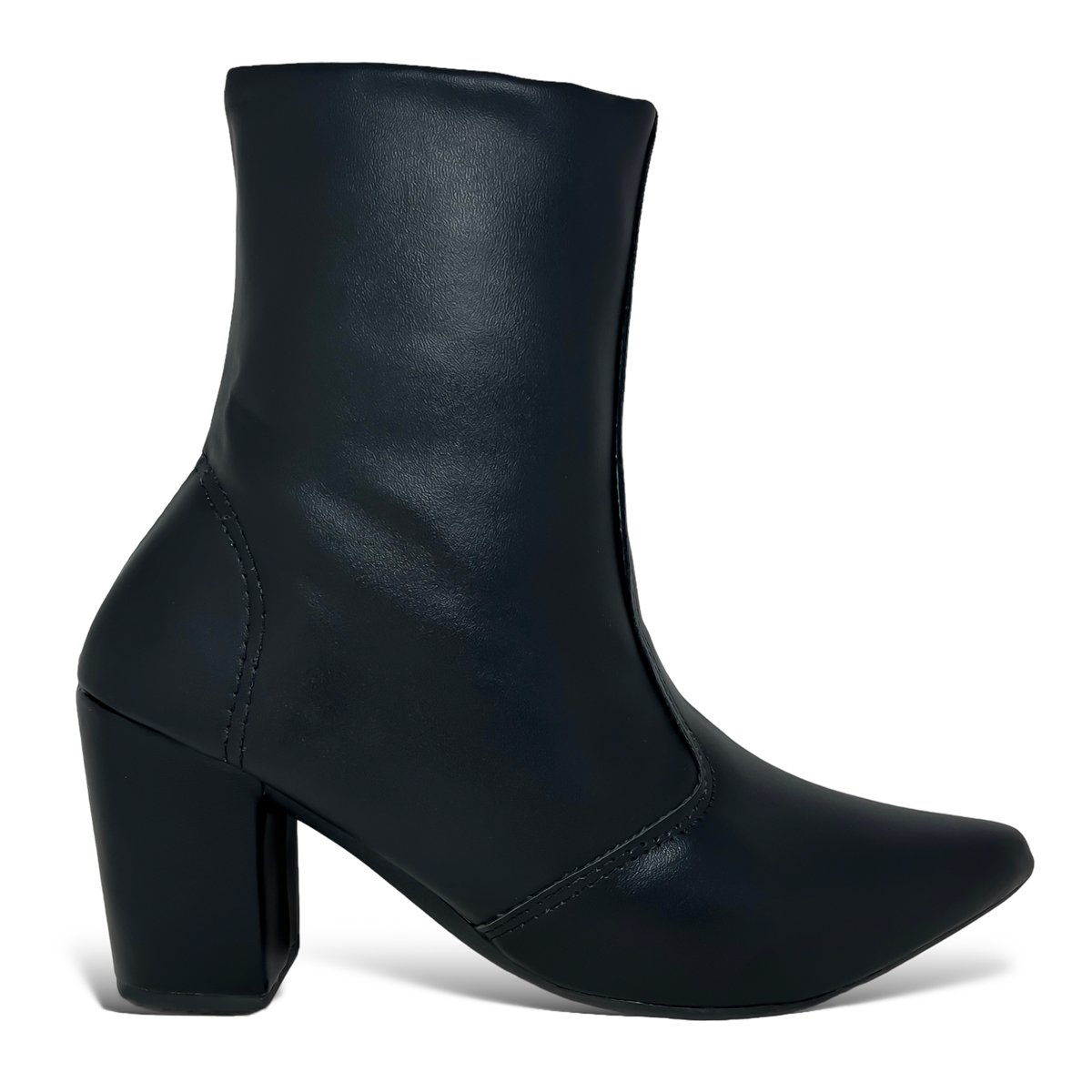 Bota Feminina Classica Bico Fino Salto Alto Grosso Confortavel Preto 5