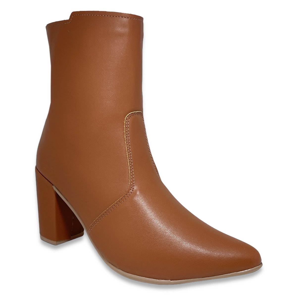 Bota Feminina Tradicional Salto Alto Grosso Bico Fino Confortavel