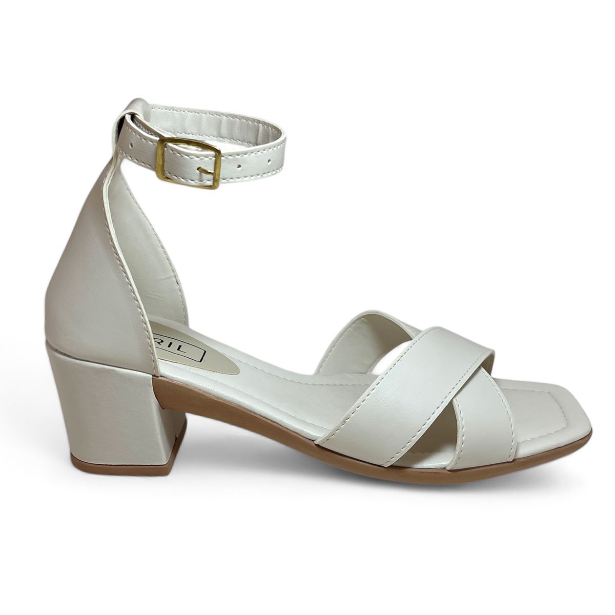Sandalia Feminina Salto Bloco com Tira Lisa e Suporte no Calcanhar Branco 4