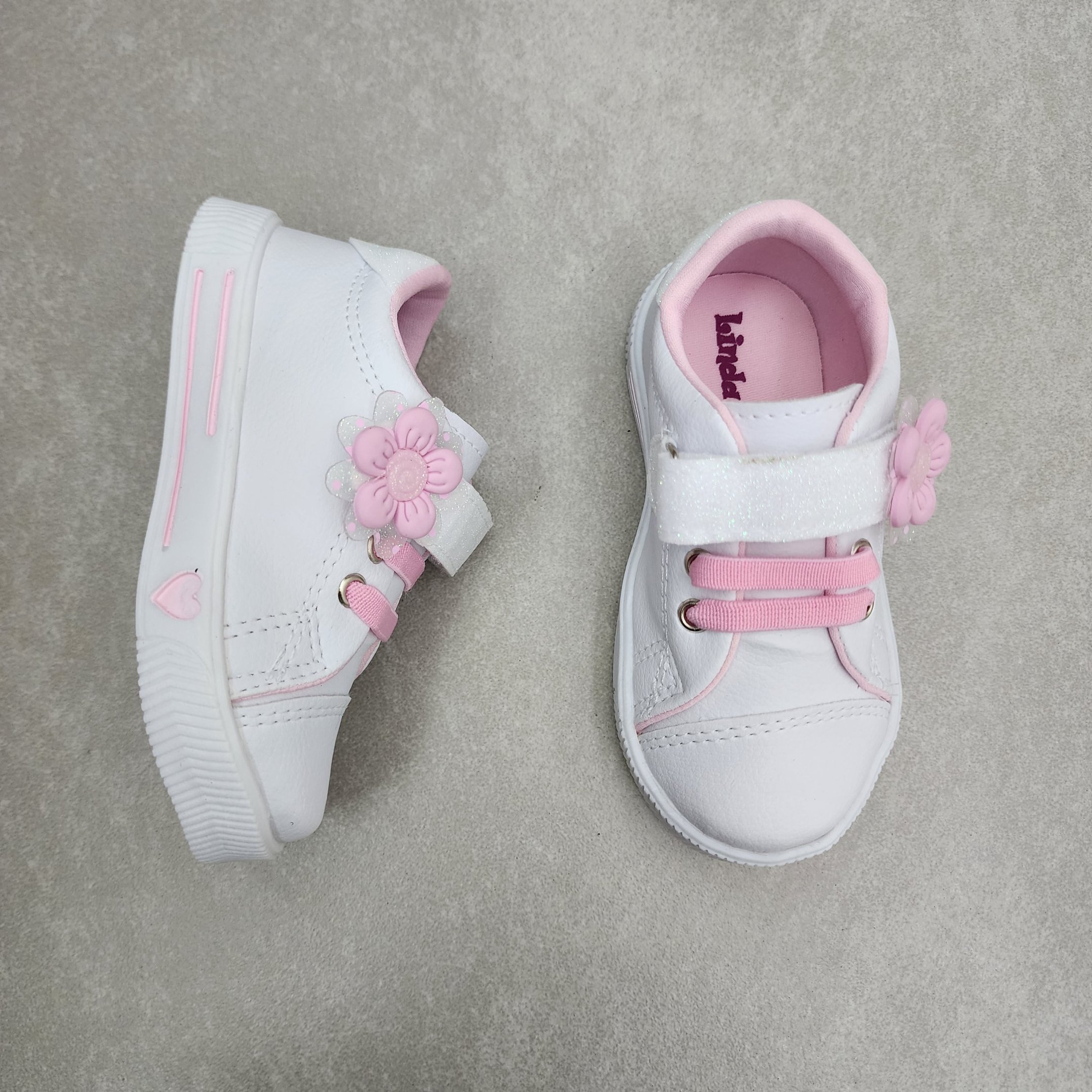 Tênis Casual Infantil Linda Ju Flor - Branco Branco 2