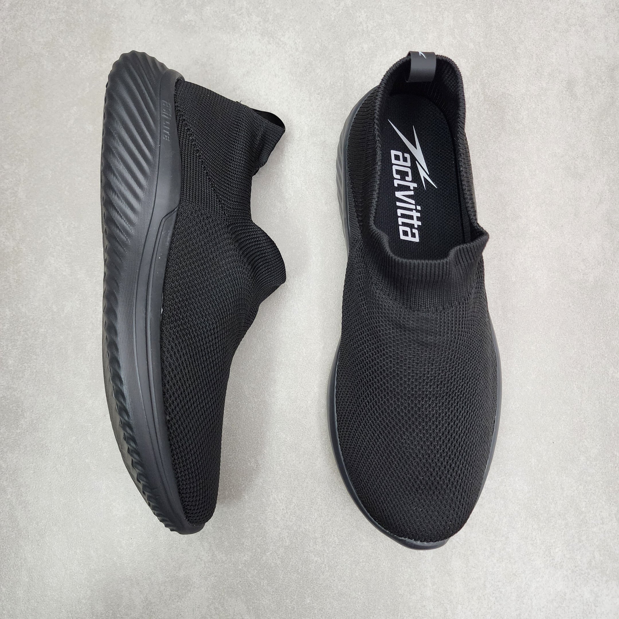 Tênis Masculino Actvitta Slip On Em Knit - Preto Preto 2