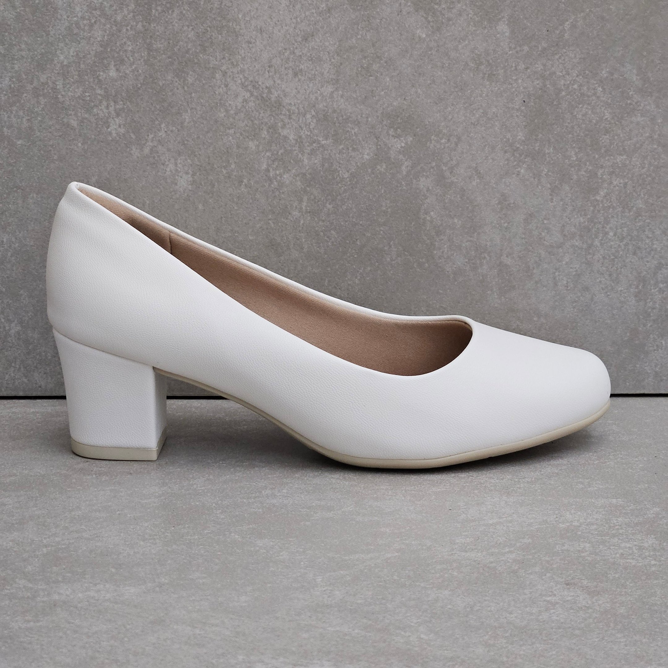 Sapato Piccadilly Salto Médio Quadrado - Branco Branco 1