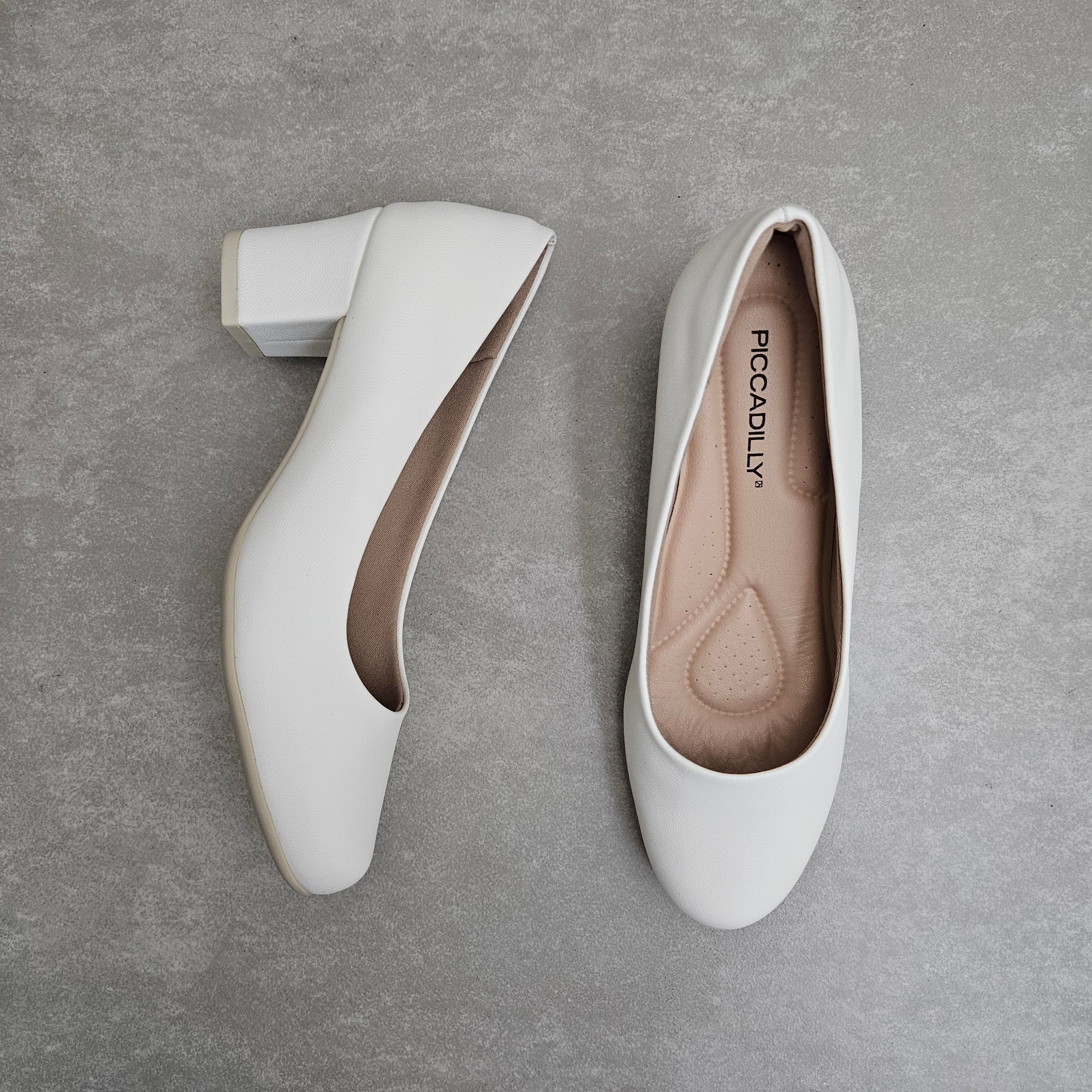 Sapato Piccadilly Salto Médio Quadrado - Branco Branco 2