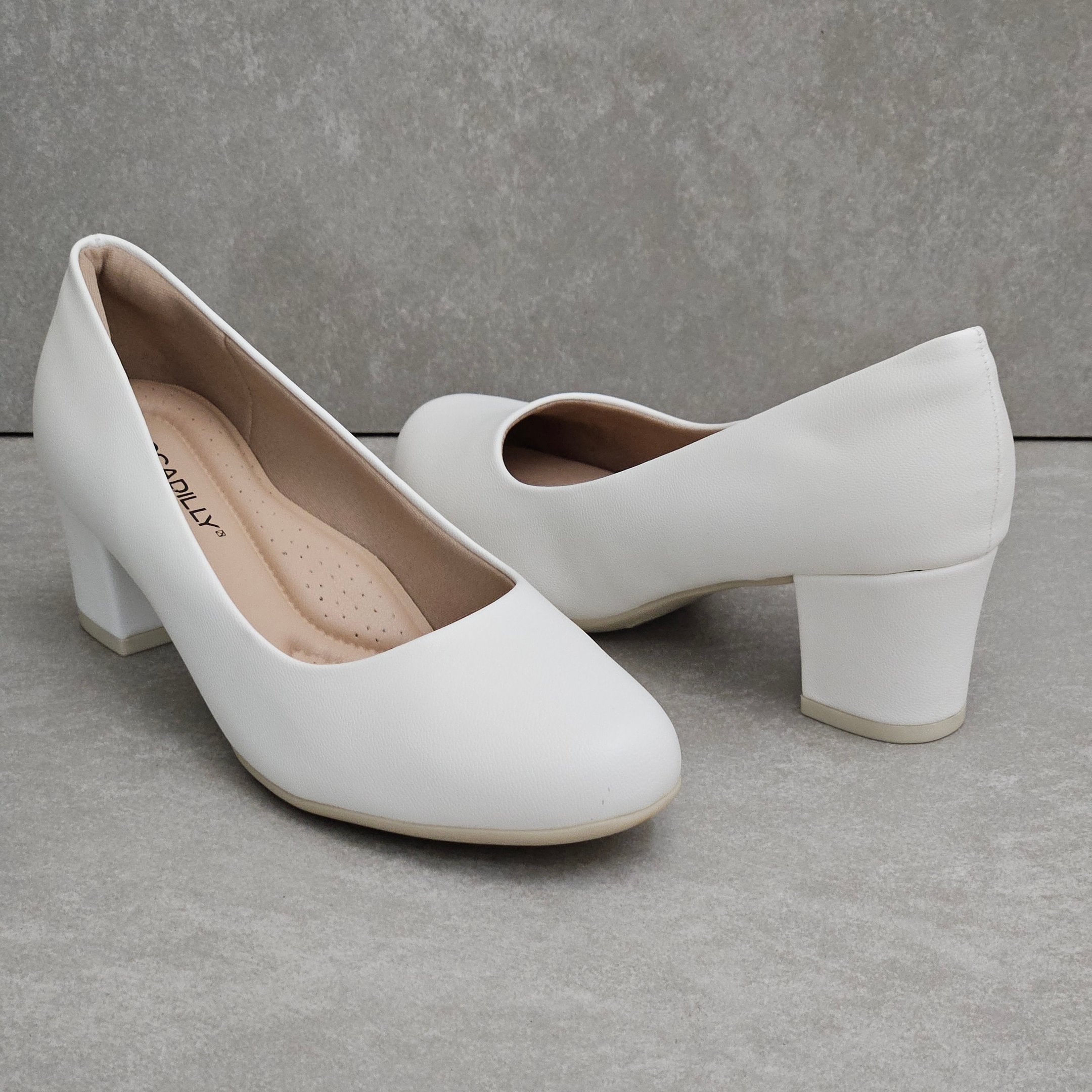 Sapato Piccadilly Salto Médio Quadrado - Branco Branco 3