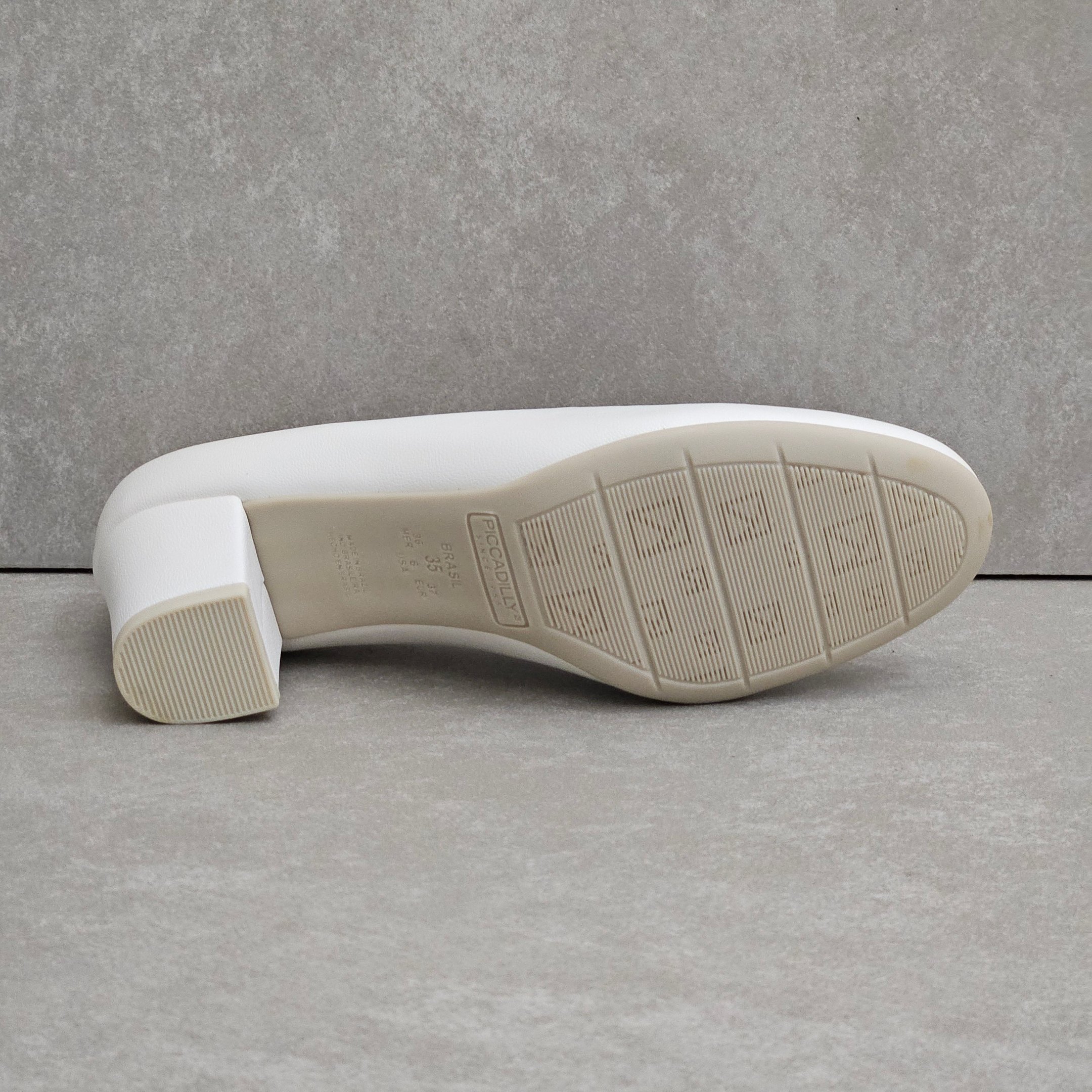 Sapato Piccadilly Salto Médio Quadrado - Branco Branco 4