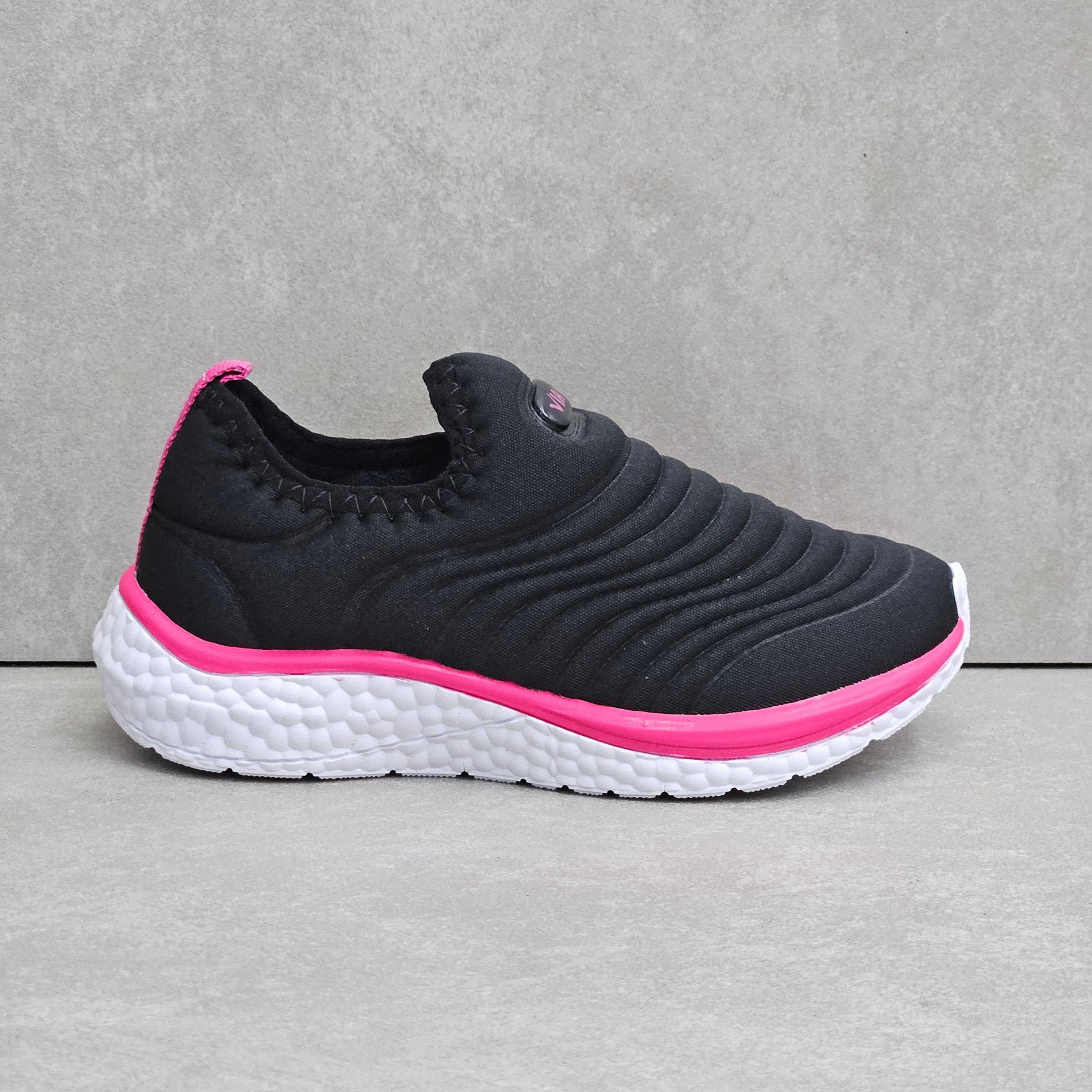 Tênis Infantil Menina Via Vip Slip On - Preto Preto 1