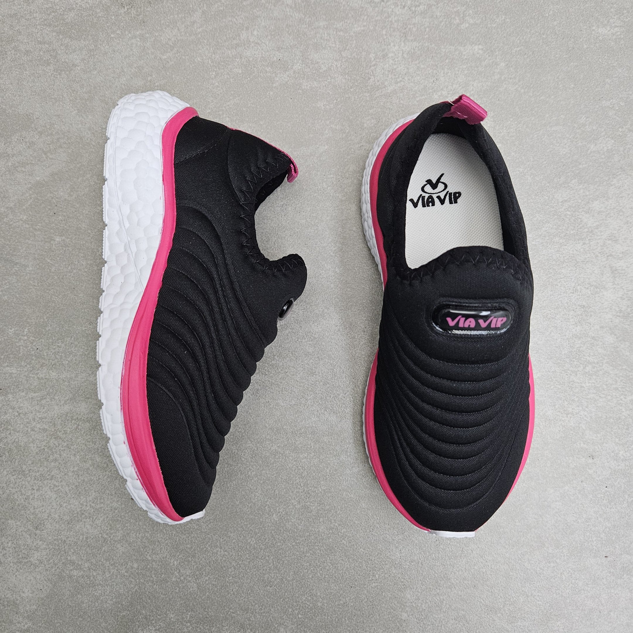 Tênis Infantil Menina Via Vip Slip On - Preto Preto 2