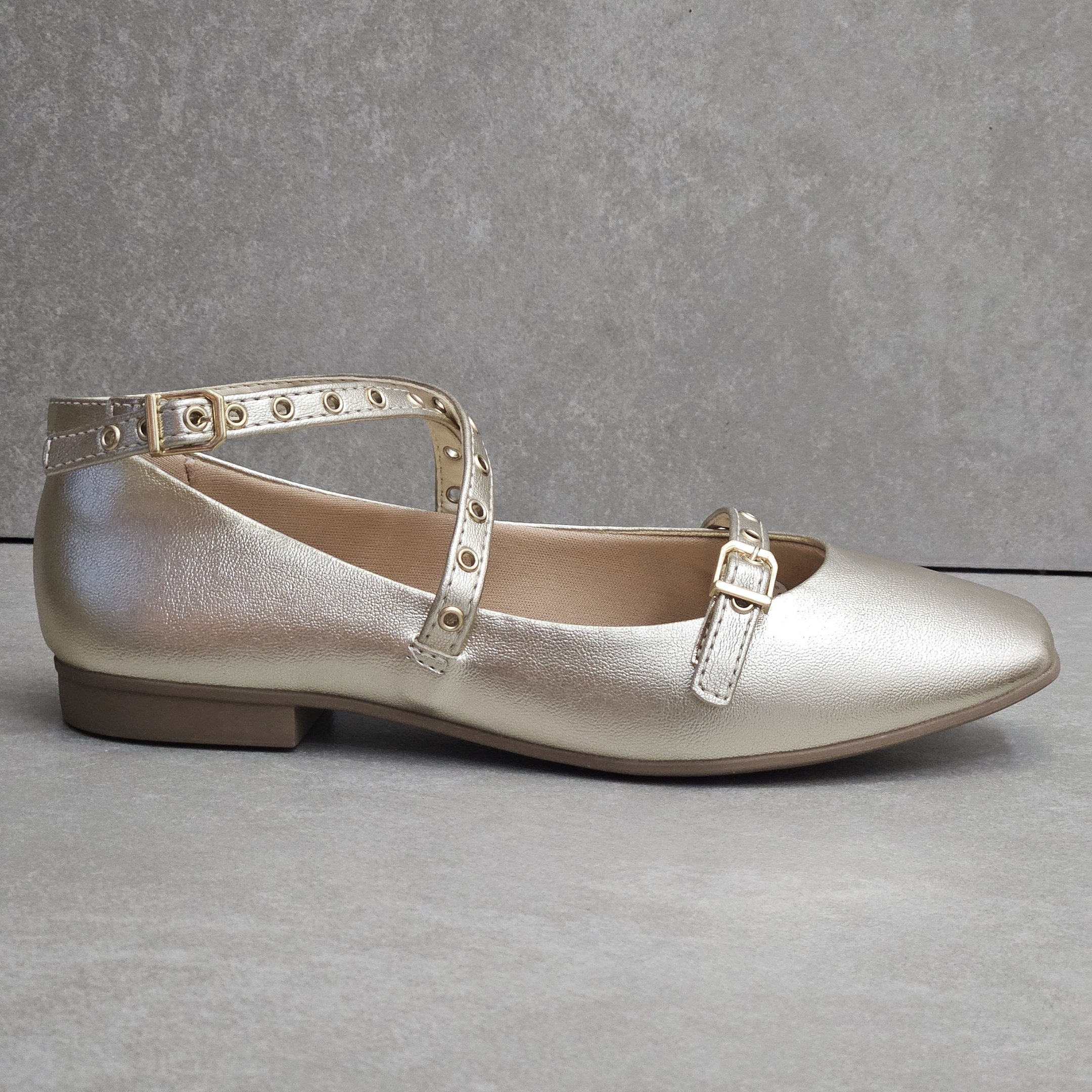 Sapatilha Di Valentini Tornozeleira Com Fivela - Ouro Light Dourado 1