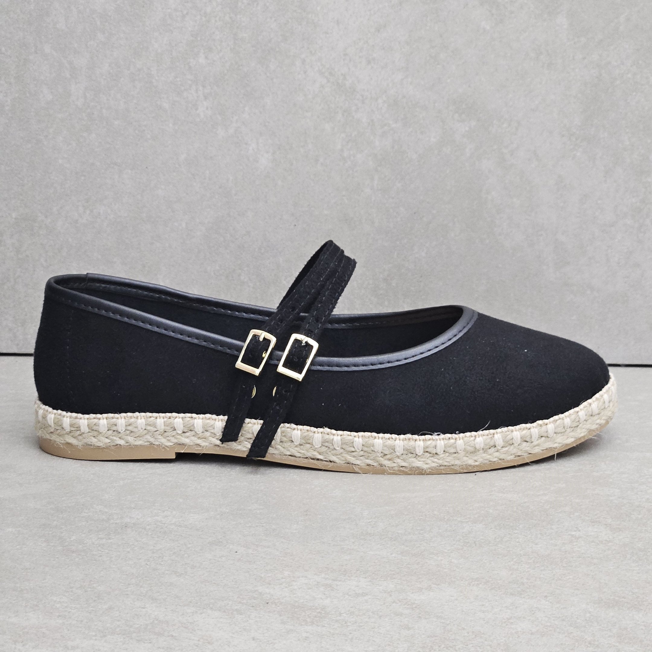 Sapatilha Boneca Moleca Slip Em Camurça Corda - Preto Preto 1