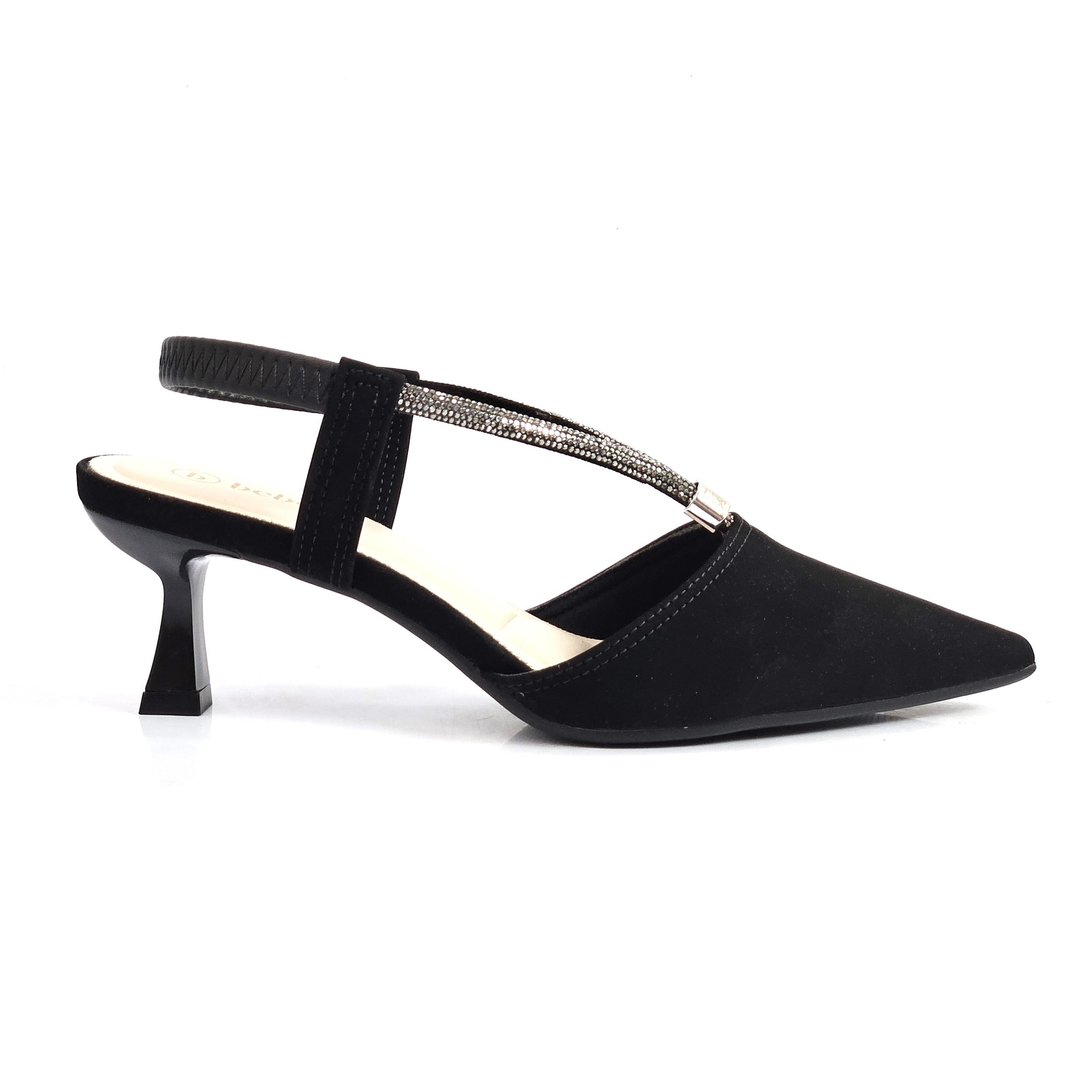 Sapato Feminina Bebecê Slingback Em Nobuck - Preto Preto 1