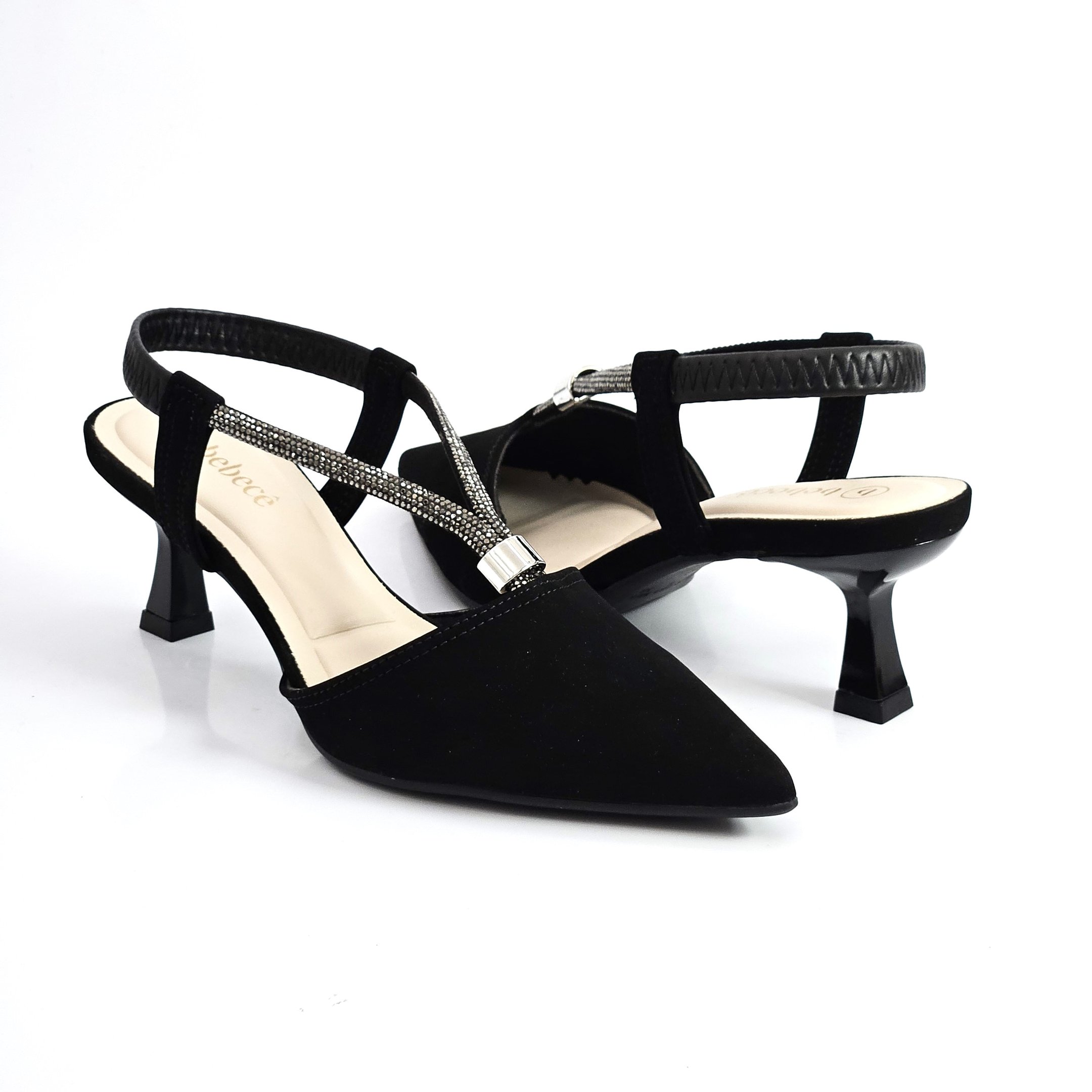 Sapato Feminina Bebecê Slingback Em Nobuck - Preto Preto 3