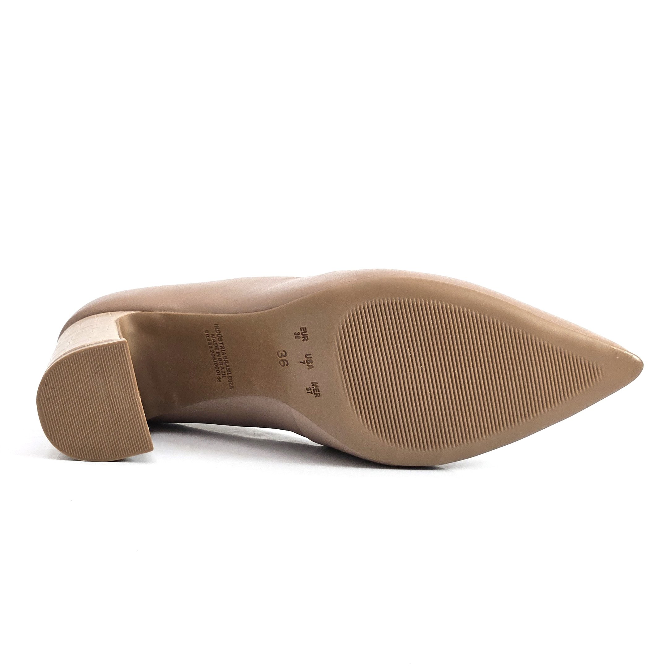 Sapato Scarpin Bebecê Salto Bloco Médio - Taupe Bege 4