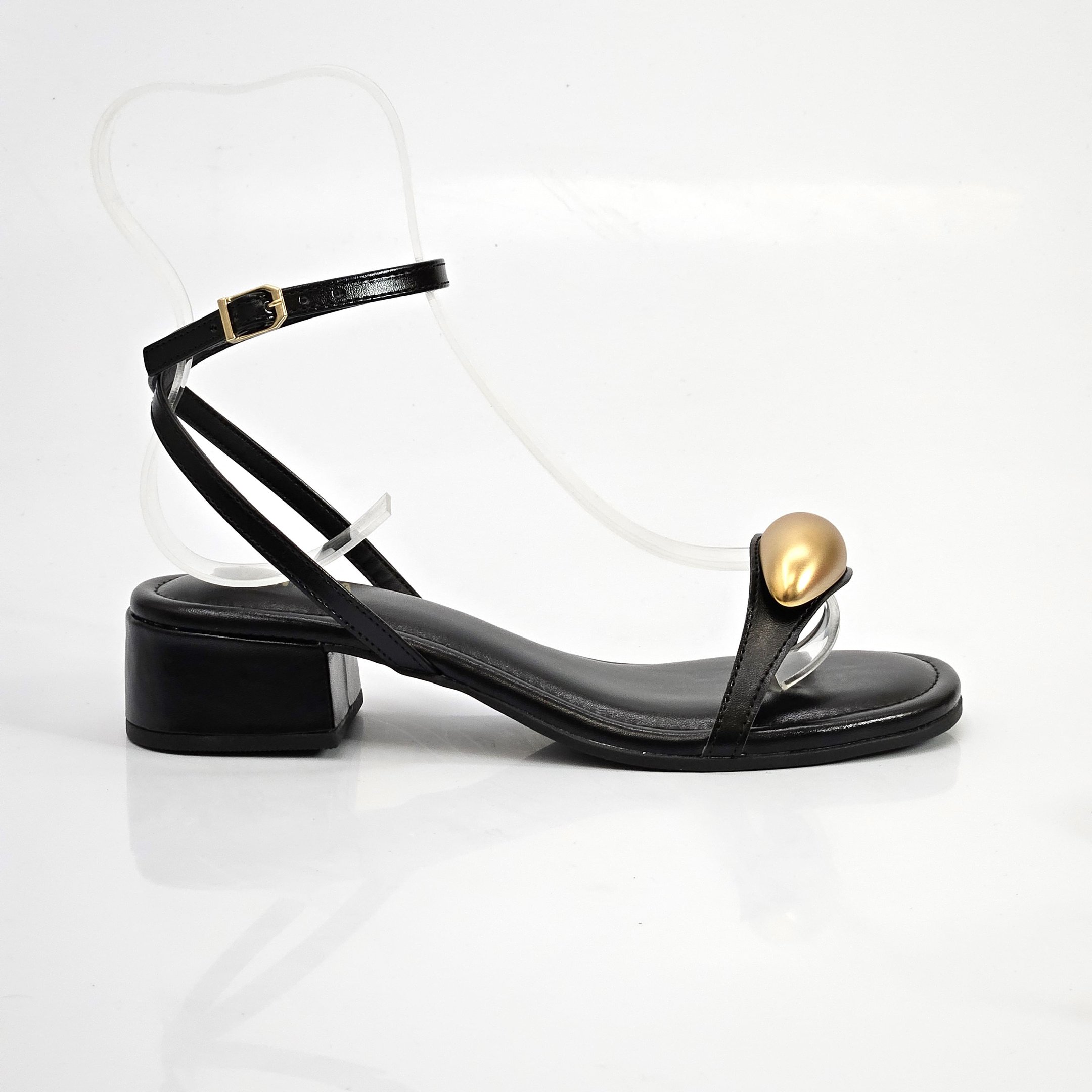 Sandália Feminina Di Valentini Salto Baixo - Preto Preto 1