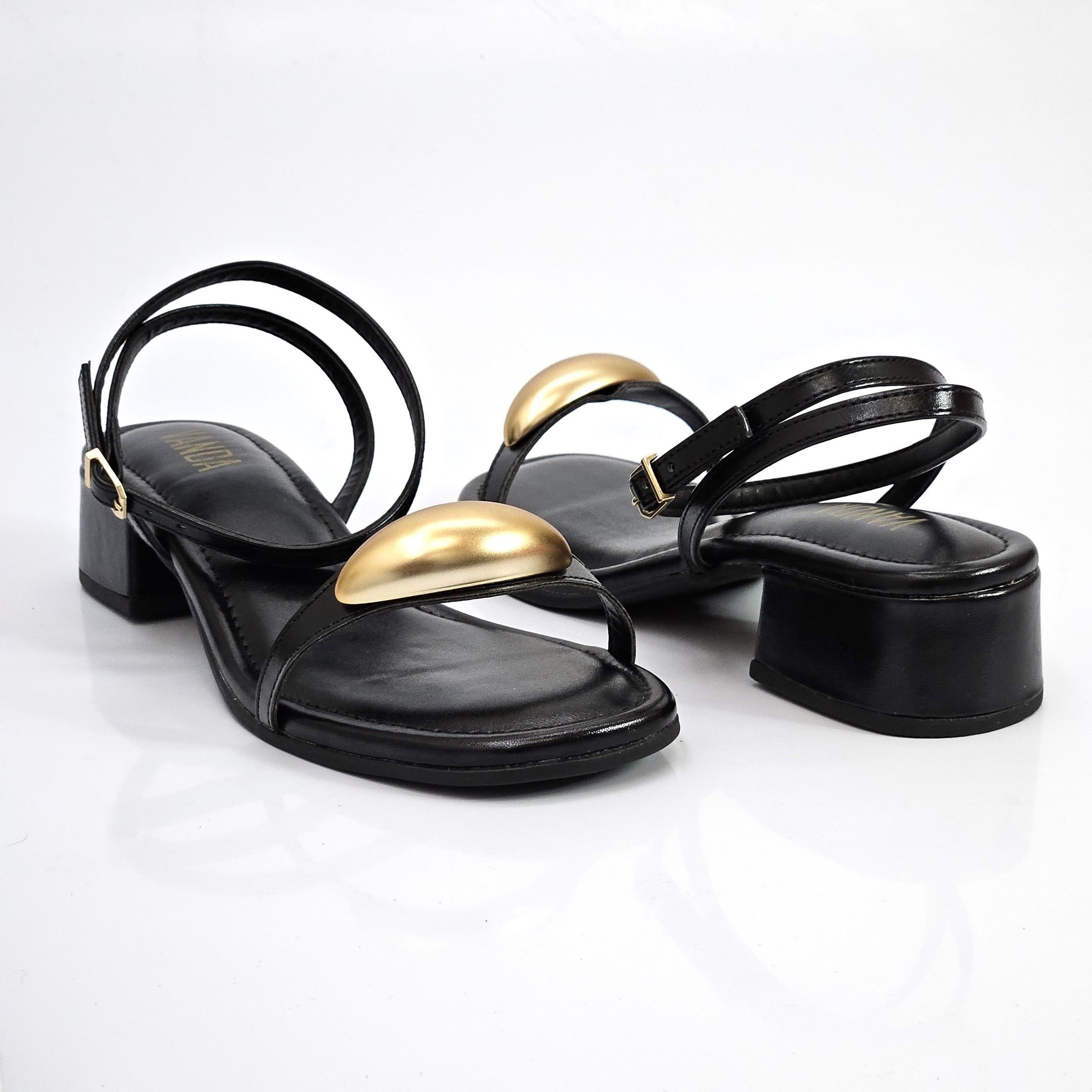 Sandália Feminina Di Valentini Salto Baixo - Preto Preto 3