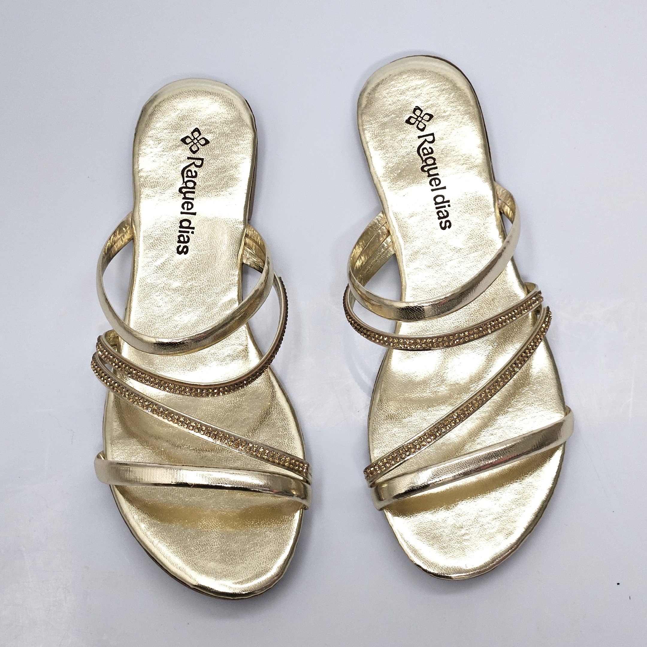 Rasteira Raquel Dias Com Strass - Ouro Light Dourado 2