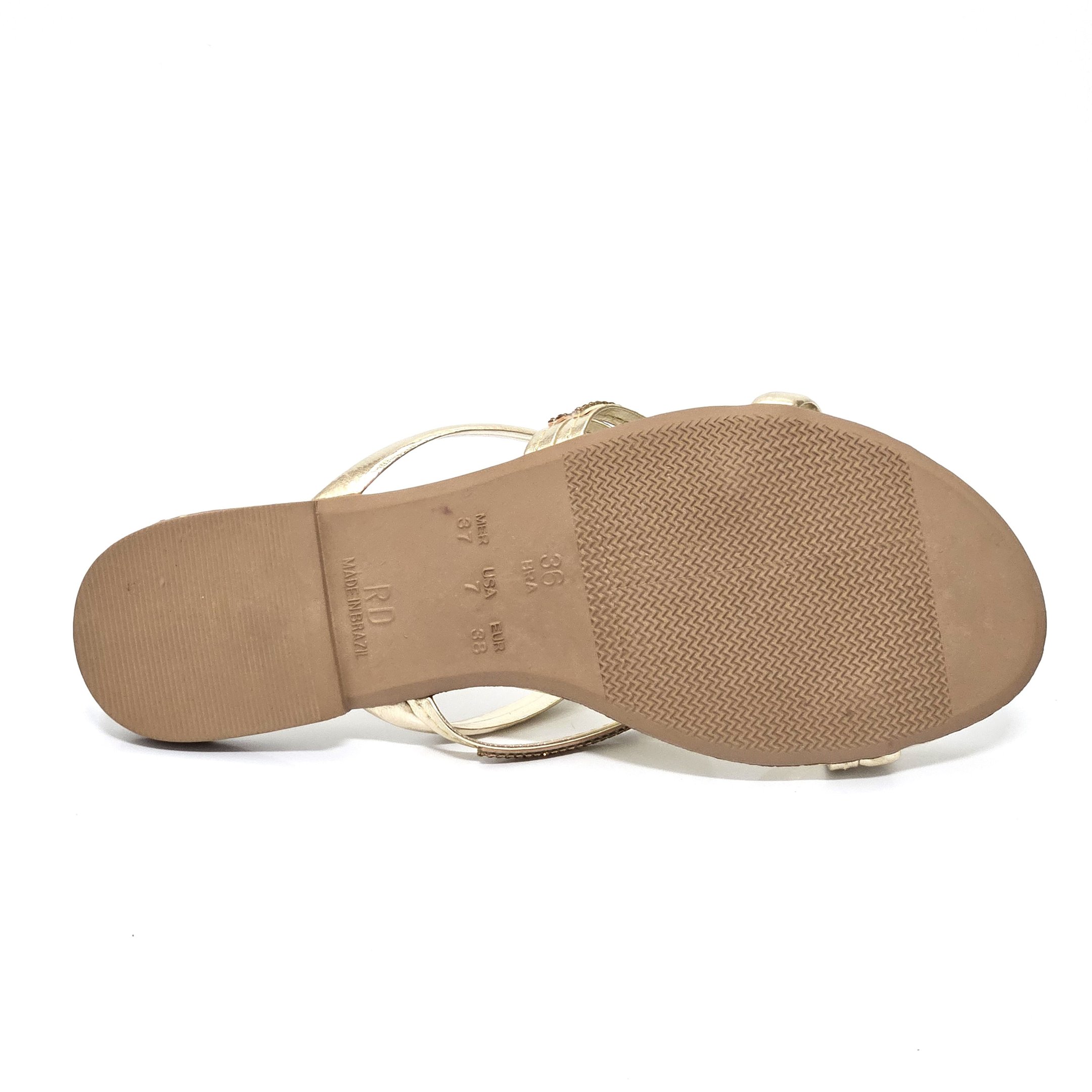 Rasteira Raquel Dias Com Strass - Ouro Light Dourado 4