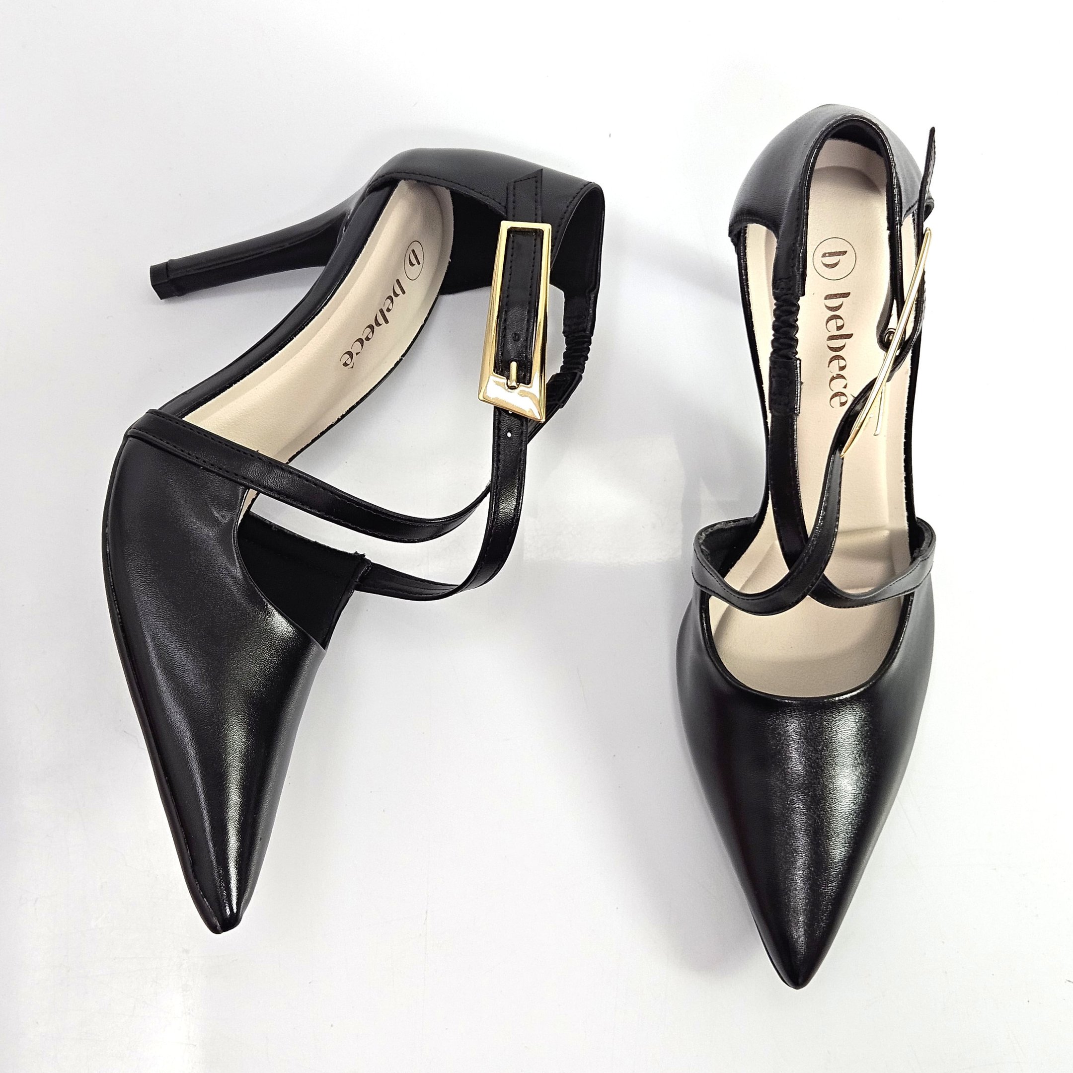 Scarpin Bebecê Salto Fino Tira Cruzada - Preto Preto 2