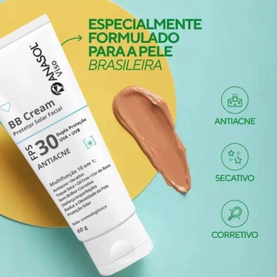 BB Cream Facial Antiacne FPS 30 - 60g - Anasol Bege 3