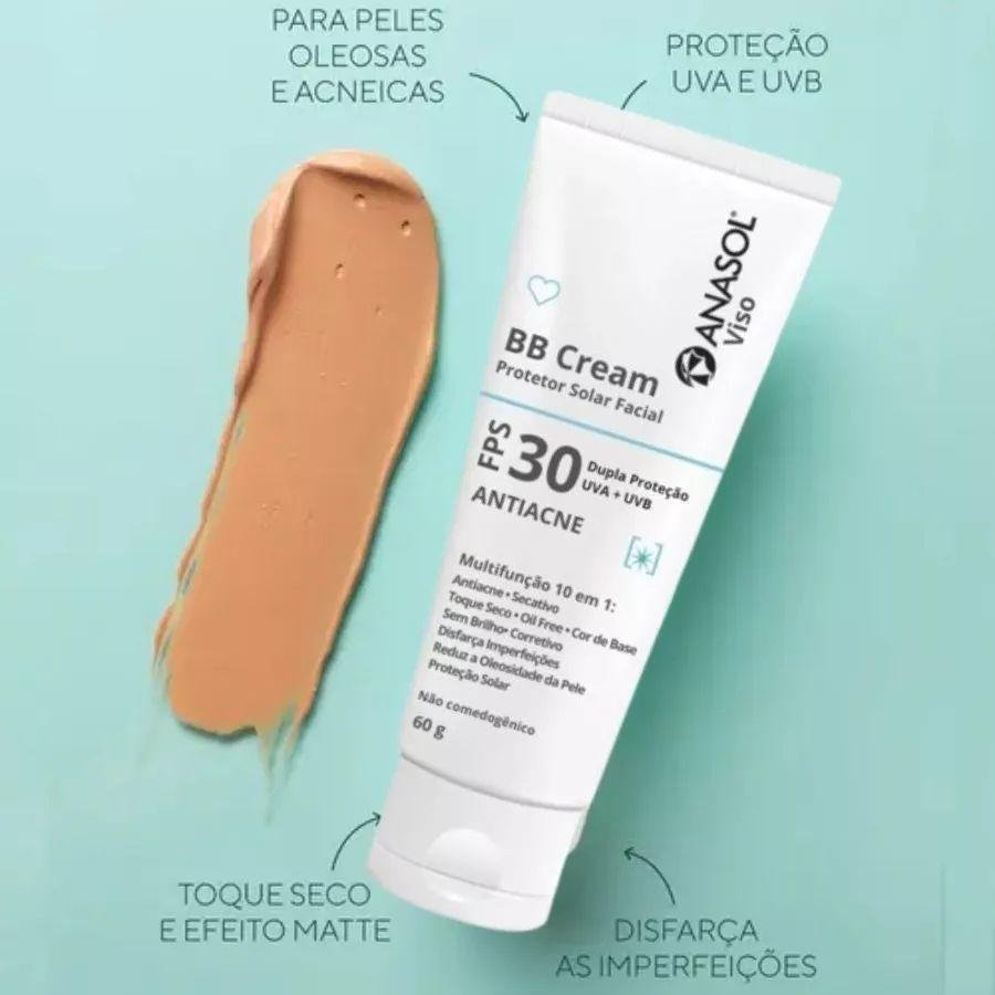 BB Cream Facial Antiacne FPS 30 - 60g - Anasol Bege 4