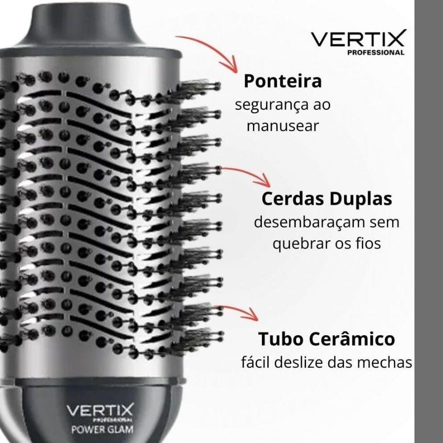 Escova Secadora Power Glam 1300W Bivolt - Vertix Preto/Prata 3