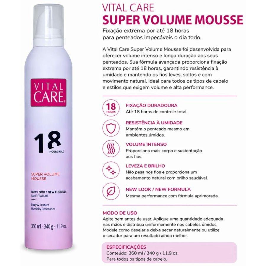 Hair Mousse Vital Care Super Volume 18 Horas 360ml 360ml 2