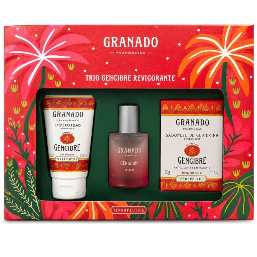 Kit Granado Trio Gengibre Revigorante ( Colônia 30ml + Sabonete Glicerina 90g + Creme para Mãos 50ml )