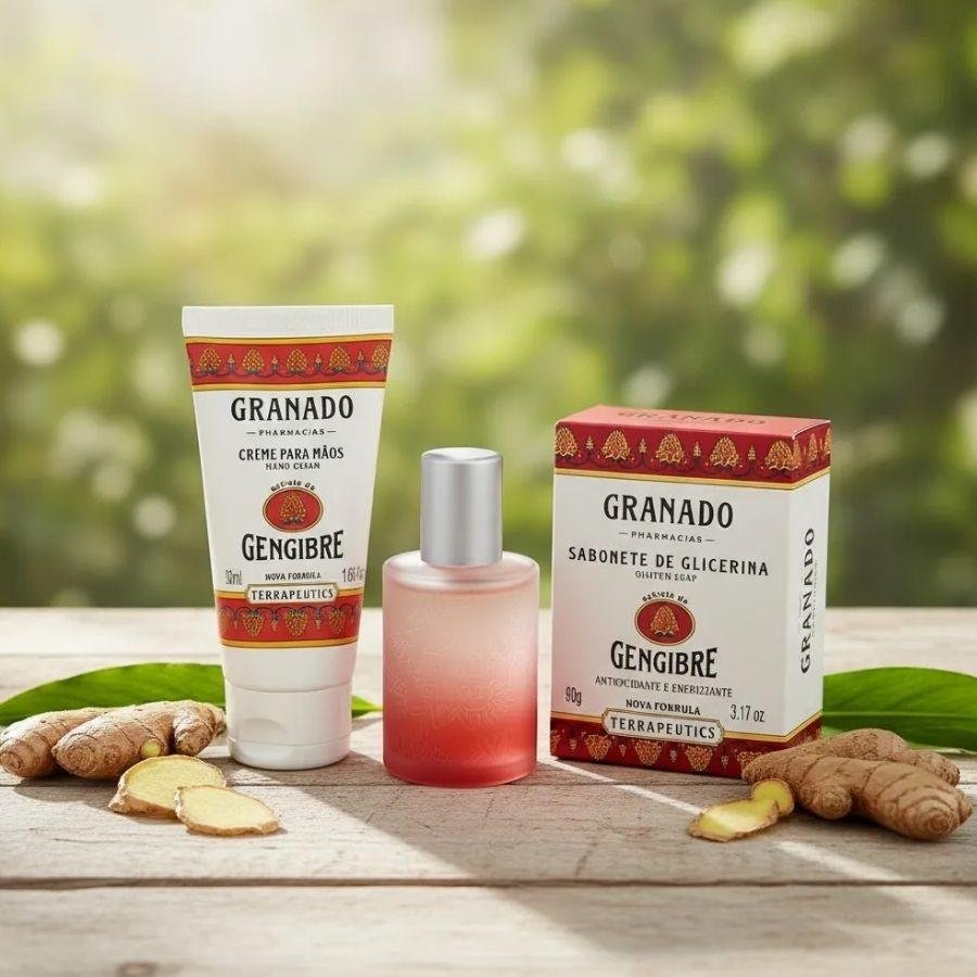 Kit Granado Trio Gengibre Revigorante ( Colônia 30ml + Sabonete Glicerina 90g + Creme para Mãos 50ml ) ÚNICO 2