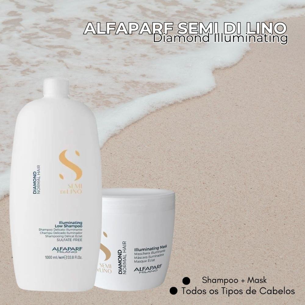 Alfaparf Semi Di Lino Diamond Illuminating Kit Shampoo 1L + Máscara 500ml ÚNICO 2