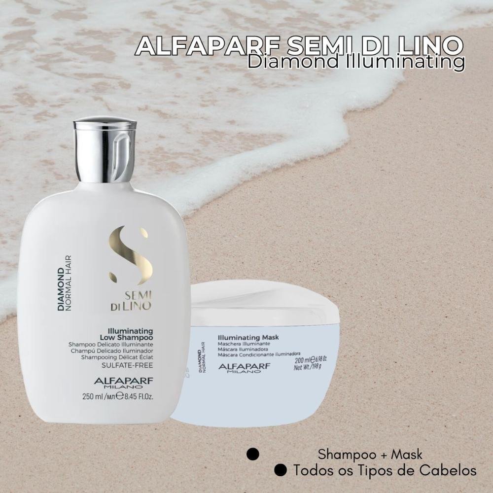 Alfaparf Semi Di Lino Diamond Illuminating Kit Shampoo 250ml + Máscara 200ml ÚNICO 2