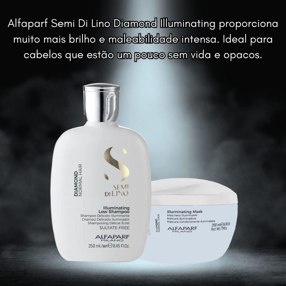 Alfaparf Semi Di Lino Diamond Illuminating Kit Shampoo 250ml + Máscara 200ml ÚNICO 3