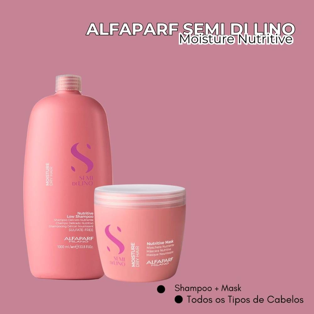 Alfaparf Semi di Lino Moisture Nutritive Shampoo 1L + Máscara 500ml ÚNICO 2