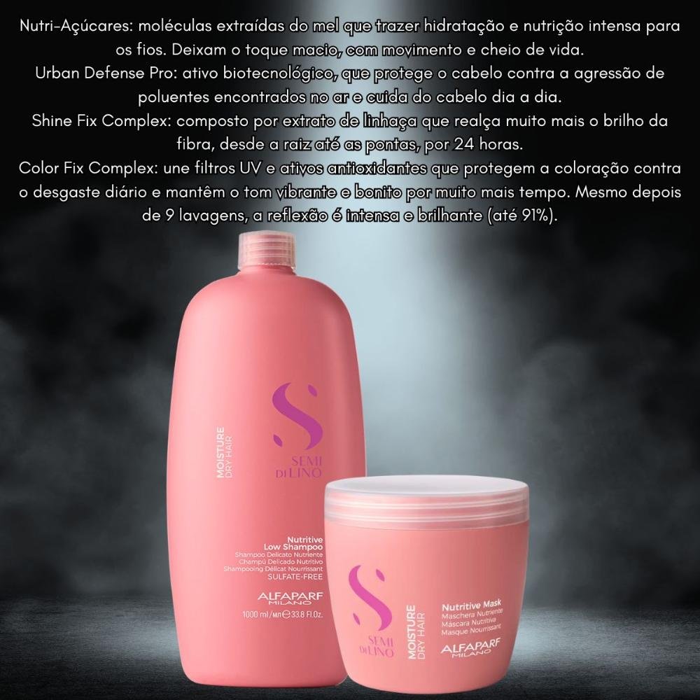 Alfaparf Semi di Lino Moisture Nutritive Shampoo 1L + Máscara 500ml ÚNICO 3