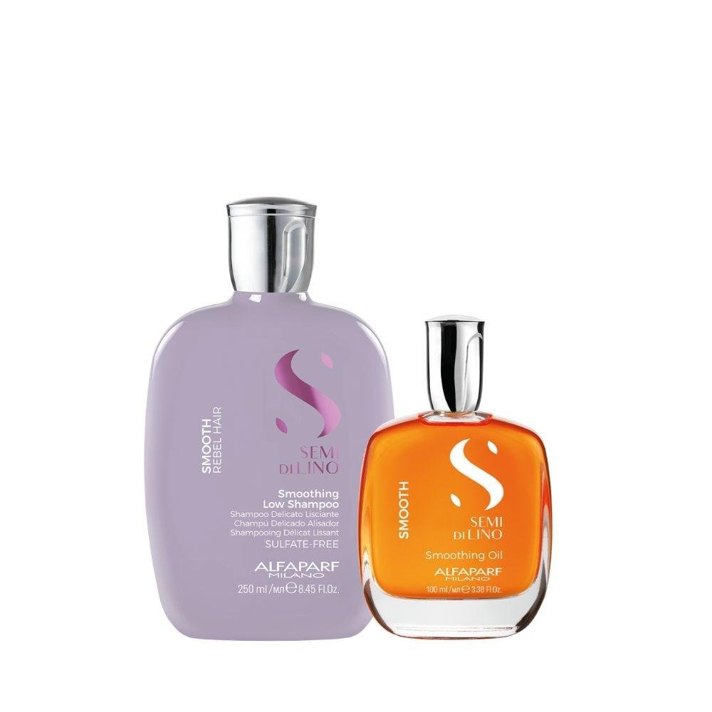 Alfaparf Semi Di Lino Smoothing Rebel Hair Shampoo 250ml + Óleo Capilar 100ml ÚNICO 1