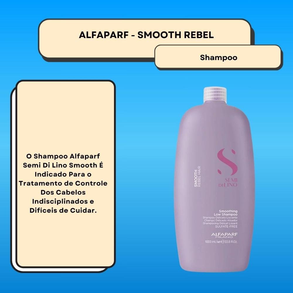 Shampoo Alfaparf Semi Di Lino Smoothing Rebel Hair Low 1 Litro 1L 2