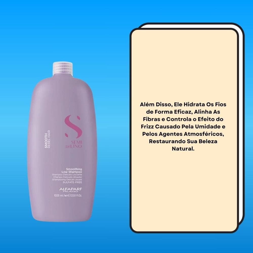 Shampoo Alfaparf Semi Di Lino Smoothing Rebel Hair Low 1 Litro 1L 3
