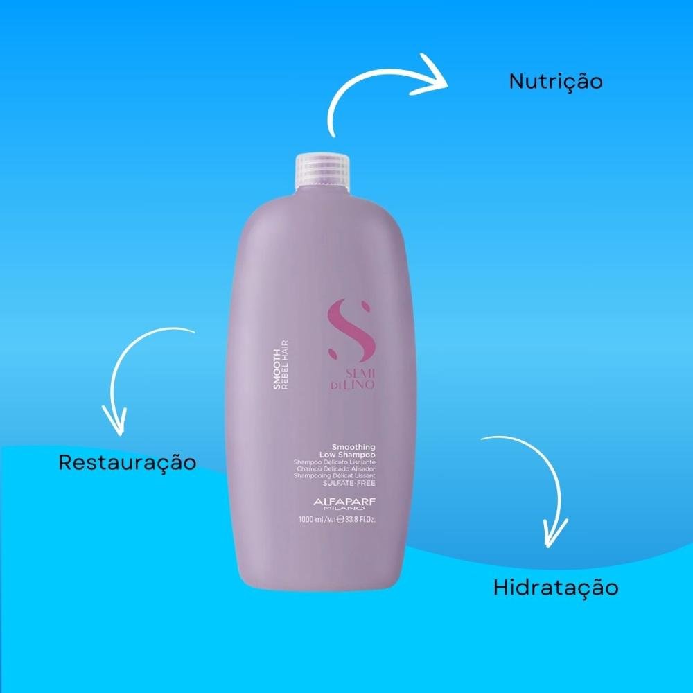 Shampoo Alfaparf Semi Di Lino Smoothing Rebel Hair Low 1 Litro 1L 4