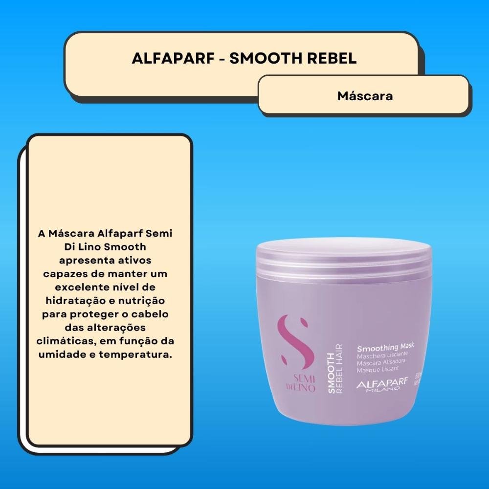 Máscara Alfaparf Semi Di Lino Smoothing Rebel Hair 500 ml 500ml 2