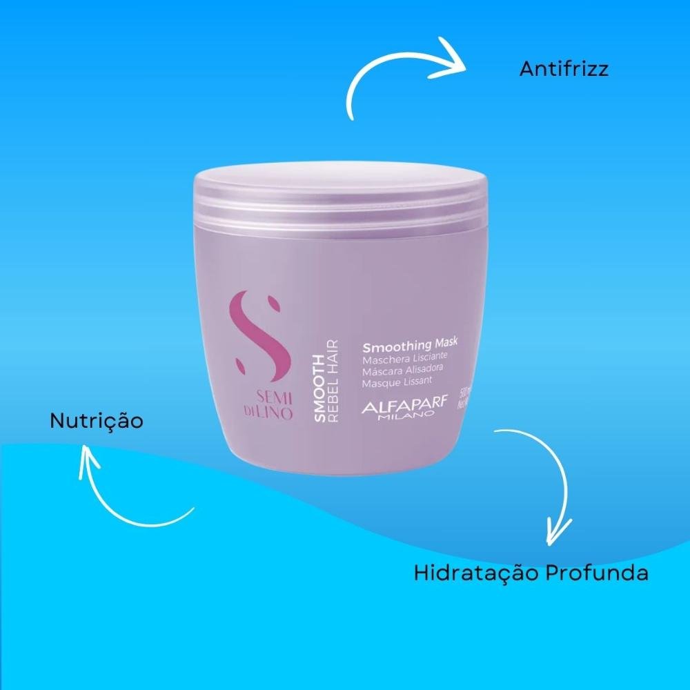 Máscara Alfaparf Semi Di Lino Smoothing Rebel Hair 500 ml 500ml 4