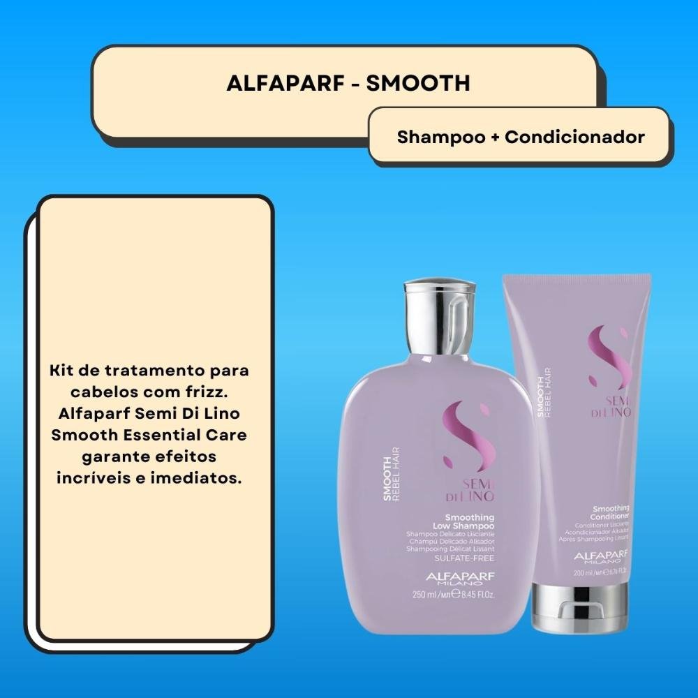 Alfaparf Semi Di Lino Smoothing Rebel Hair Shampoo 250ml + Condicionador 200ml ÚNICO 2