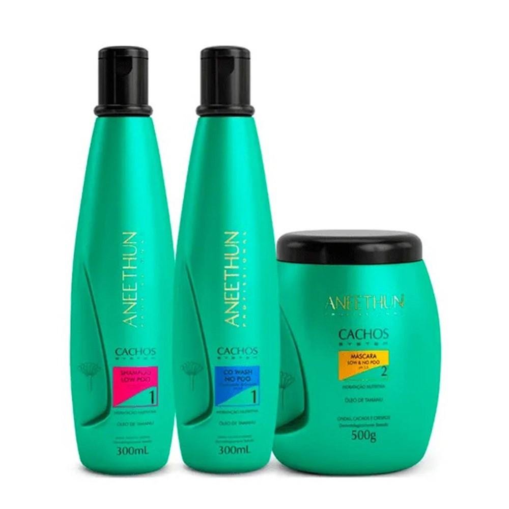 Kit Aneethun Cachos Shampoo 300 ml + Máscara 500 g + Oleo 55 ml