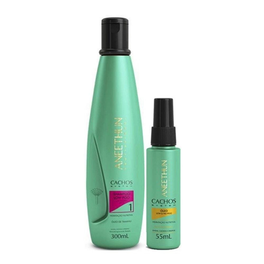 Kit Aneethun Cachos Shampoo 300 ml + Oleo de Hidratação 55 ml para Cabelo Cacheado ÚNICO 2